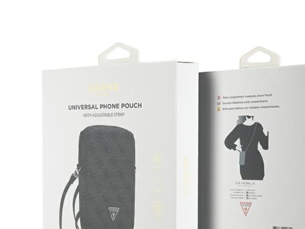 Guess PU 4G Triangle Logo lommebok-telefonveske med glidelås – svart