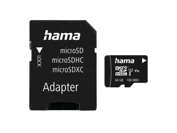 Hama - Flashminnekort (SD-adapter inkludert) - 64 GB - UHS Class 1 / Class10 - microSDXC UHS-I