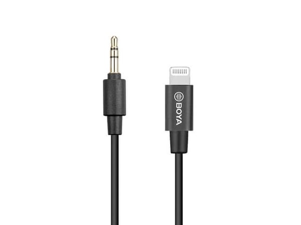 BOYA BY-K1 - Lightning til hodetelefonjakk-adapter - mini-phone stereo 3.5 mm hann til Lightning hann - 20 cm - svart