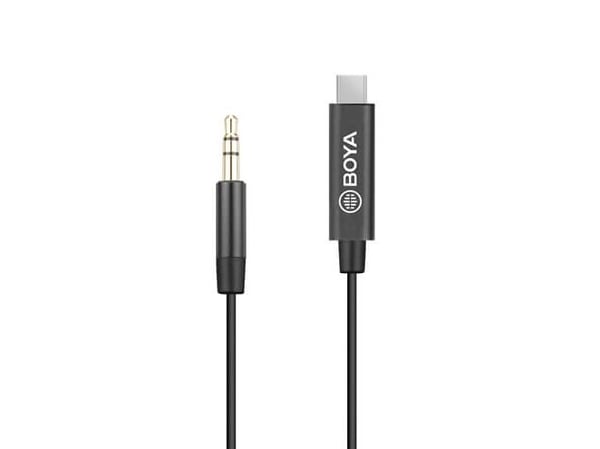 BOYA BY-K2 - USB-C til hodetelefons-jakkadapter - 24 pin USB-C hann til mini-phone stereo 3.5 mm hann - 20 cm - svart