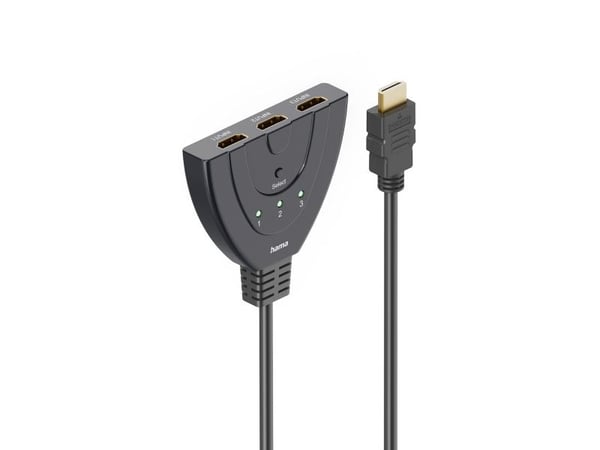 Hama 00205101, 0,55 m, HDMI-tyyppi A (vakio), 3 x HDMI Type A (Standard), musta
