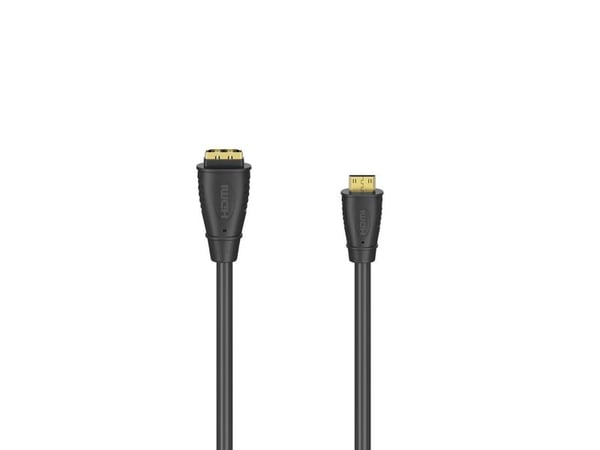 Hama - High Speed - HDMI-adapter - 19 pin mini HDMI Type C hann til HDMI hunn - 10 cm - skjermet - svart - 1080p-støtte