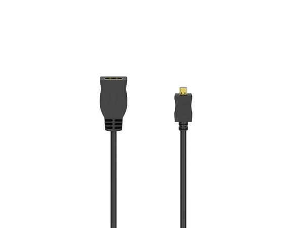 Hama - High Speed - HDMI-adapter - 19 pin micro HDMI Type D hann til HDMI hunn - 10 cm - skjermet - svart - 1080p-støtte