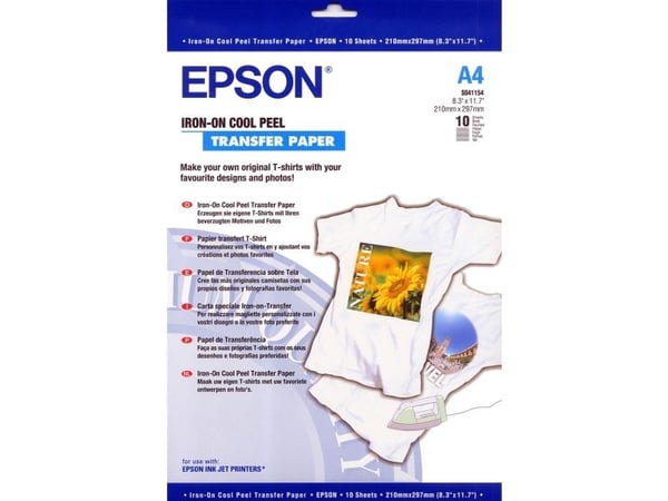 Epson Cool Peel T-Shirt - A4 (210 x 297 mm) 10 stk påstrykningsbilder - for EcoTank ET-7700, 7750; Expression Home HD XP-15000; Expression Premium ...