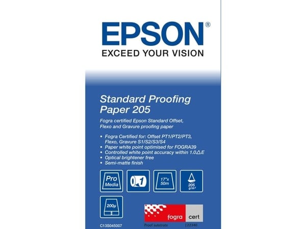 Epson Proofing Paper Standard - Rulle (43,2 cm x 50 m) 1 rulle(r) korrekturpapir - for Stylus Pro 4900 Spectro_M1; SureColor P5000, SC-P10000, P200...