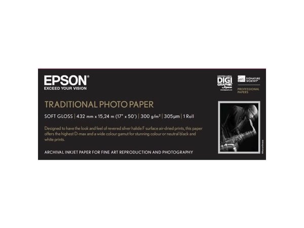 Epson Perinteinen valokuvapaperi - Rulla (43,2 cm x 15 m) - 300 g/m² - valokuvapaperi - SureColor P5000, P800, SC-P10000, P20000, P5000, P7500, P90...