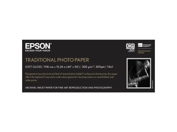 Epson Traditional Photo Paper - Rull (111,8 cm x 15 m) - 300 g/m² - fotopapir - for Stylus Pro 11880, Pro 98XX; SureColor SC-P10000, P20000, P8000,...