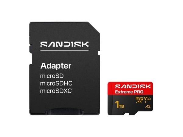 SanDisk Extreme PRO - Flashminnekort (SD-adapter inkludert) - 1 TB - A2 / Video Class V30 / UHS-I U3 - microSDXC UHS-I