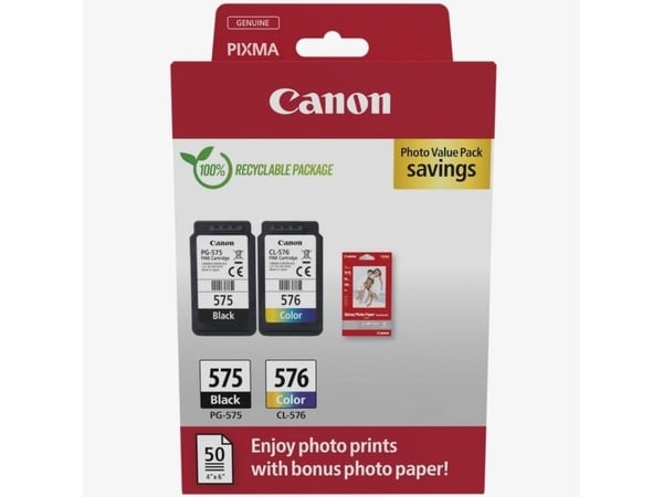 Canon PG-575/CL-576 bläckpatroner och fotopapper för PIXMA TR4750i