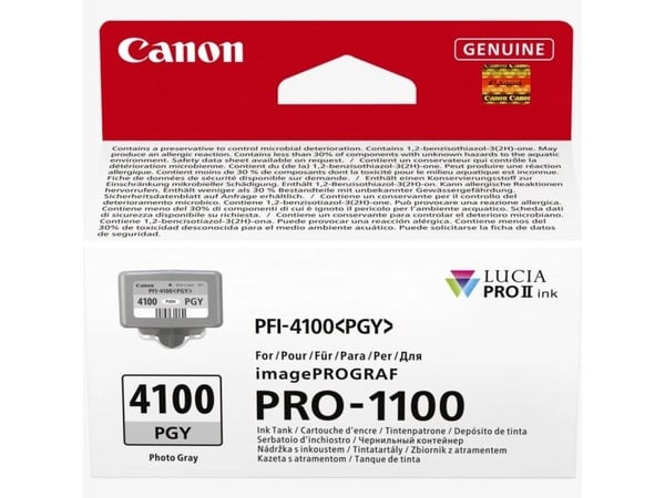 Canon PFI-4100 PGY bläckbehållare för imagePROGRAF PRO-1100, fotogrå, 348 sidor