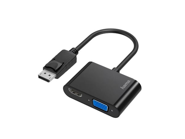 Hama - Video adapter - DisplayPort plugg til HD-15 (VGA), HDMI hunn - svart - 4K-støtte