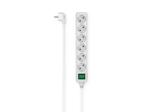 Hama - Flerkoplingslist - med bryter - AC 250 V - inngang: power CEE 7/7 - utgangskontakter: 6 (power CEE 7/3) - 3 m kabel - hvit