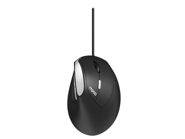 Rapoo EV200 - Vertikal mus - ergonomisk - optisk - 3 knapper - kablet - USB 3.0 - svart