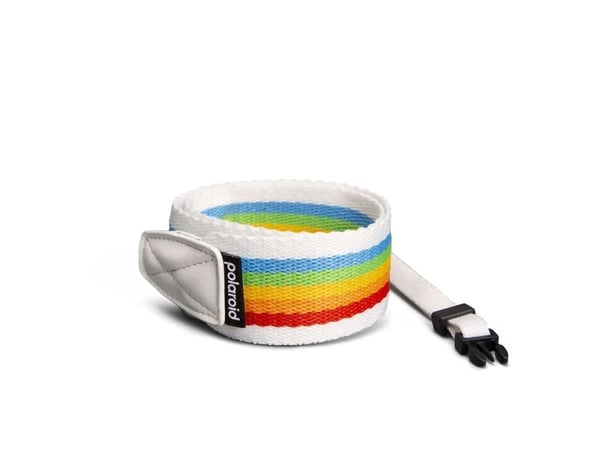Polaroid Camera Strap Flat Rainbow White, Heti tulostava kamera, Puuvilla, Polyesteri, Valkoinen, Kiina, Fits Polaroid Now+, Now, OneStep 2 and One...