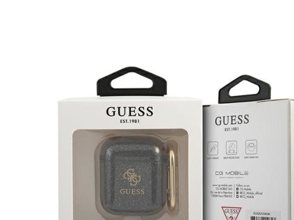 Guess beskyttelsesetui GUA2UCG4GK Glitter Collection til AirPods 1/2 grå