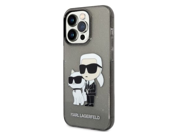 Karl Lagerfeld IML Glitter NFT Karl &amp; Choupette - iPhone 14 Pro Max Case (musta)