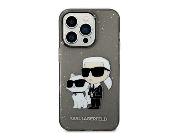 Karl Lagerfeld IML Glitter NFT Karl &amp; Choupette - iPhone 14 Pro Max Case (musta)