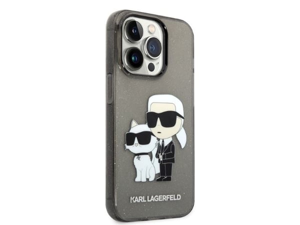 Karl Lagerfeld IML Glitter NFT Karl &amp; Choupette - iPhone 14 Pro Max Case (musta)