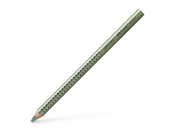 Värikynä, Faber-Castell Grip, JUMBO, Metallinvihreä, kolmionmuotoinen - (12 kpl)