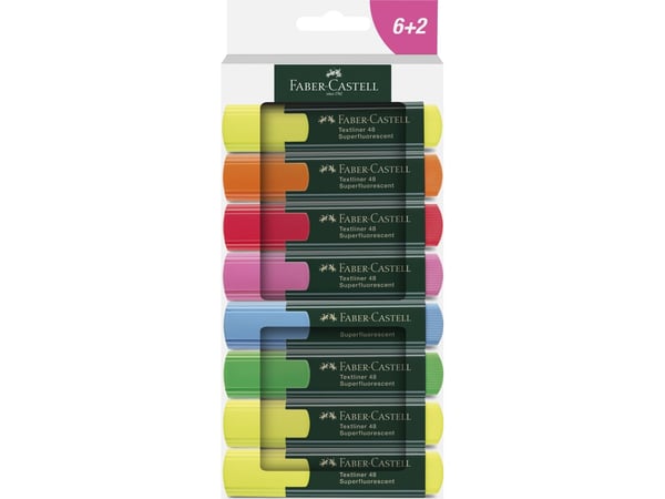 Faber-Castell 254848, 8 stykker, Assorterte farger, 1 mm, 5 mm, Vann-basert blekk