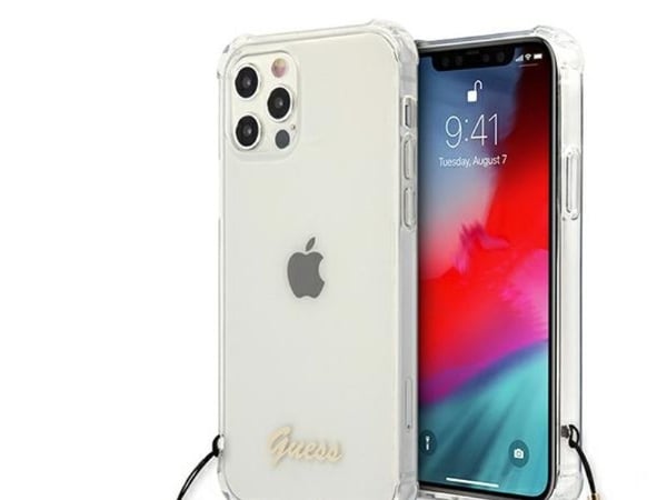 GUESS GUHCP12MKPSWH hardt etui/deksel til iPhone 12/12 Pro, klar PEARL (hvit)