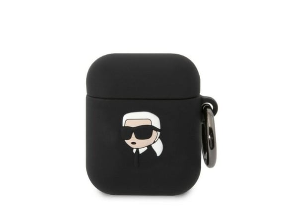 Karl Lagerfeld KLA2RUNIKK AirPods 1/2-deksel svart silikon Karl Head 3D