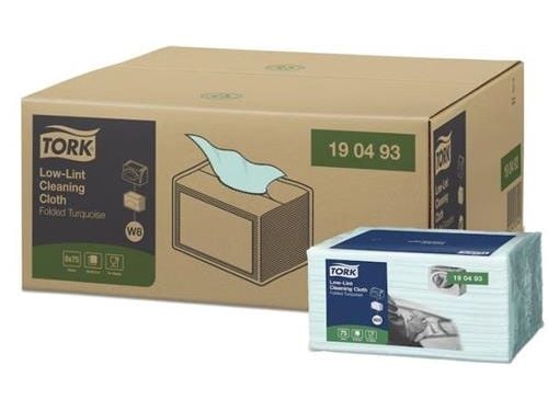 Tork W8 - Puhdistusliinat - 75 arkkia - turkoosi - pakkaus 8 kpl