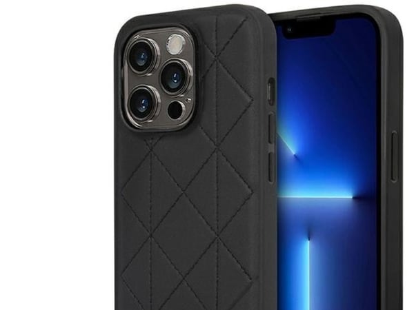 BMW-etuiet BMHCP14L22RQDK til iPhone 14 Pro 6,1" svart quiltet skinn