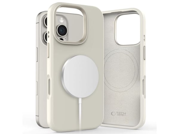 Tech-Protect silikonetui Pure MagSafe til iPhone 16 Pro Cosmic Latte