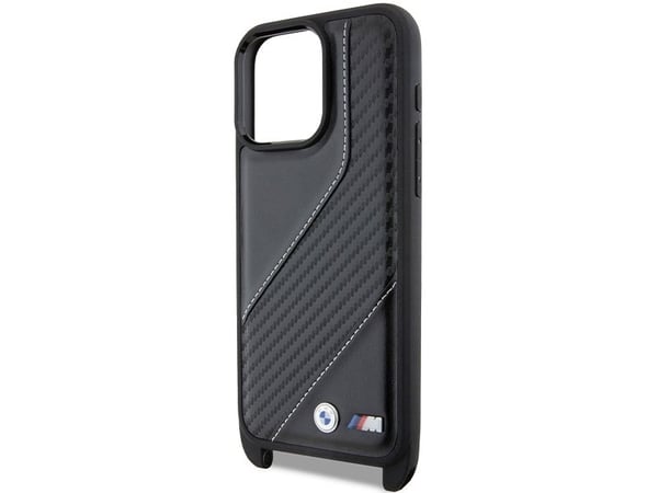 BMW BMHCP15L23PSCCK iPhone 15 Pro 6,1" hårt skal i svart M Edition Carbon Stripe & Strap