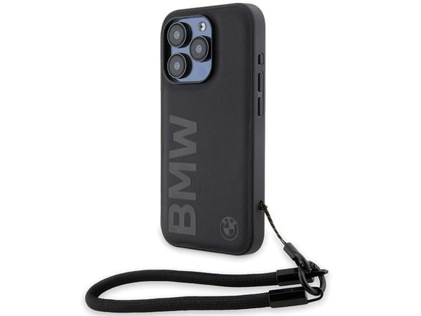 Etui BMW Signature Leather Wordmark Cord til iPhone 15 Pro Max - svart