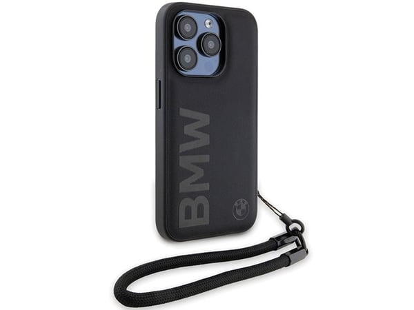 Etui BMW Signature Leather Wordmark Cord til iPhone 15 Pro Max - svart
