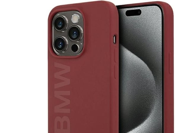 Apple iPhone 15 Pro BMW kotelo silikoni iso logo MagSafe (BMHMP15LSLBLRE) punainen