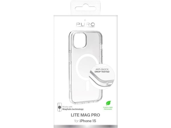 PURO PUIPC1561LITEMPWHI, Suojus, Apple, iPhone 15, 15,5 cm (6.1"), Läpinäkyvä