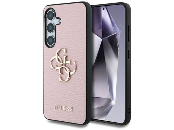Guess Grained Big 4G-logo classic logo-deksel til Samsung Galaxy S25 Plus rosa