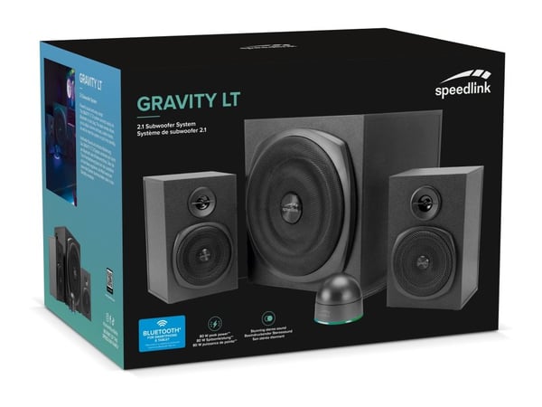 SPEEDLINK GRAVITY LT 2.1, 2.1 kanavat, 40 W, Universal, musta, 1,5 m, 40 - 20000 Hz