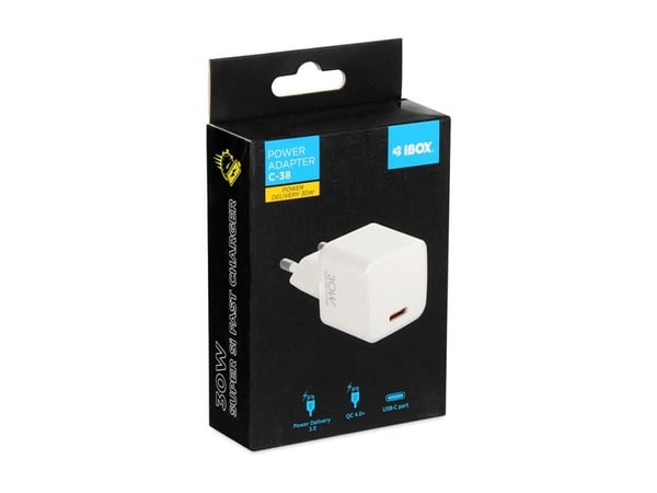 iBOX C-38W - Strømadapter - 30 watt - 3 A - PD 3.0, QC 3.0, QC 4.0 (USB-C)