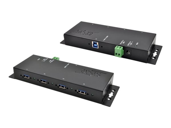 Exsys EX-1183HMVS-2 - Hubb - 15 KV ESD surge protection, metal - 4 x USB 3.2 Gen 1 - väggmonterbar, DIN-skenmonterbar, bordsmonterbar