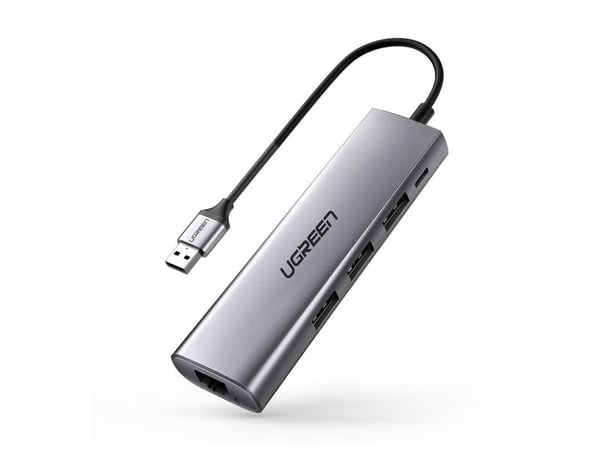 Ugreen 60812, Koblet med ledninger (ikke trådløs), USB 3.2 Gen 1 (3.1 Gen 1) Type-A, 10,100,1000 Mbit/s, Grå, Micro-USB, RJ-45, USB 3.2 Gen 1 (3.1 ...