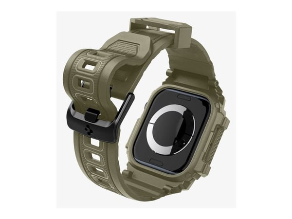 Spigen Rugged Armor Pro, Kotelo, Älykello, Khaki, Apple, Apple Watch 10 (46mm), Termoplastinen polyuretaani (TPU)
