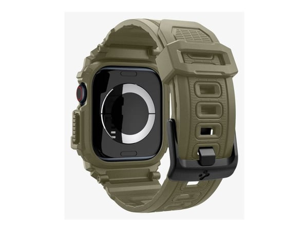 Spigen Rugged Armor Pro, Kotelo, Älykello, Khaki, Apple, Apple Watch 10 (46mm), Termoplastinen polyuretaani (TPU)