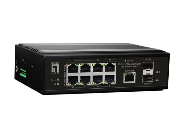 LevelOne IGP-1061 - Switch - -40°C to 75°C - Styrt - 2 x 10/100/1000 (PoE++) + 6 x 10/100/1000 (PoE+) + 2 x Gigabit SFP - stasjonær, DIN-skinnemont...