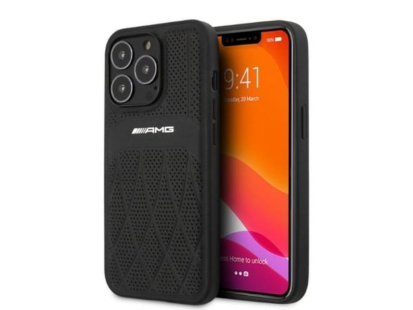 AMG AMHCP13LOSDBK iPhone 13 Pro / 13 6,1" czarny/black hardcase Leather Curved Lines
