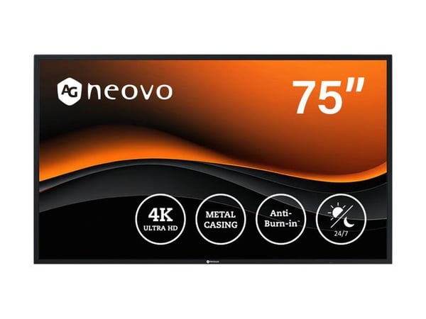 AG Neovo SMQ-7501 - 75" Diagonalklasse SMQ Series LED-bakgrunnsbelyst LCD-skjerm - surveillance - 4K UHD (2160p) 3840 x 2160