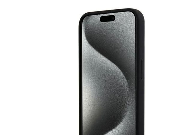 Apple iPhone 14 Pro Max DKNY Case nestemäinen silikoni valkoinen painettu logo MagSafe (DKHMP14XSNYACH) musta