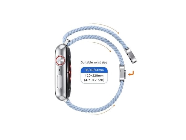 Tech-Protect klocKräm till Apple Watch 3/4/5/6/7/8/9/SE (38/40/41 mm) Tech-Protect nylonmag babyblå