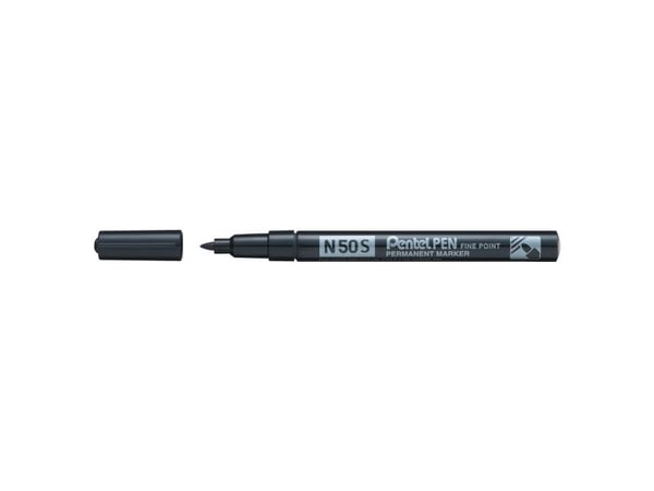 Pentel N50S, 1 kpl, Musta, Pyöreä pää, Musta, Hopea, Alumiini, Pyöreä