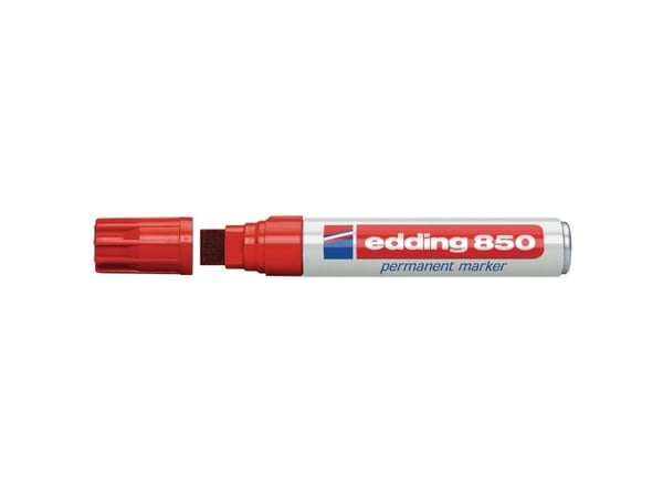 edding 850 - Markering - permanent - för glas, metall, plast - röd - 5-16 mm
