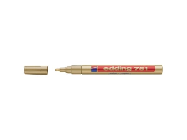 Färgmarkörer, edding® 751, rund spets, 1–2 mm, guld, 10-pack