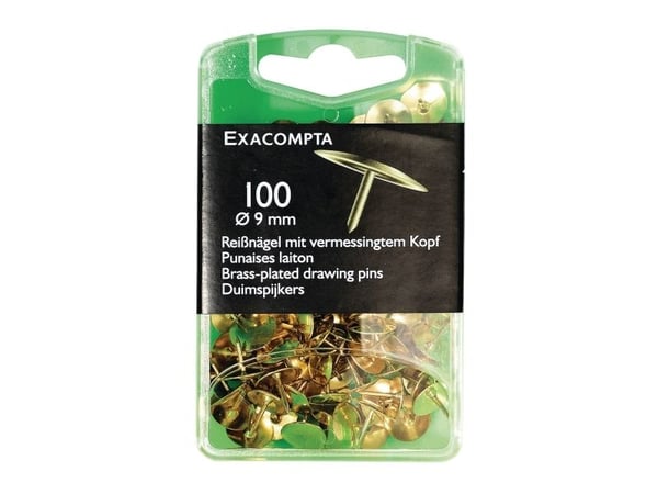 Piirustusnastat Exacompta 14741E, messinki, pituus x halkaisija: 7 x 9 mm, 100 kpl/pakkaus